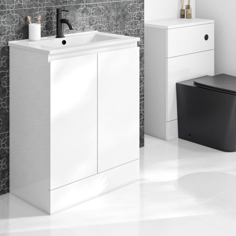 Halite 600mm White Vanity Unit With Basin