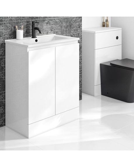 Halite 600mm White Vanity Unit With Basin